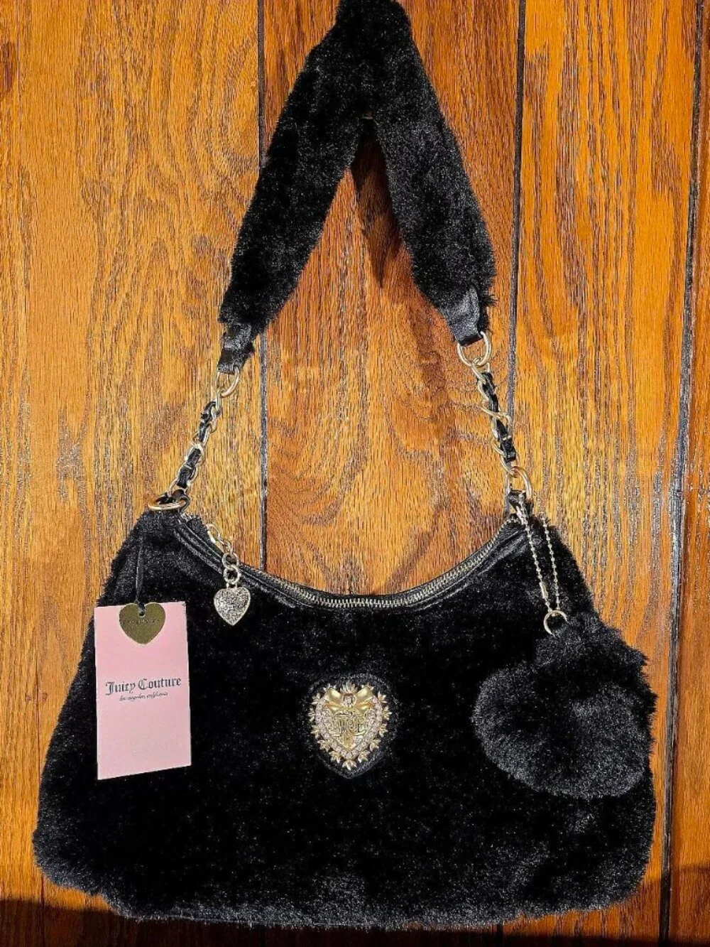 Juicy Couture Love Furry Friends Hobo in Liquorice NWT